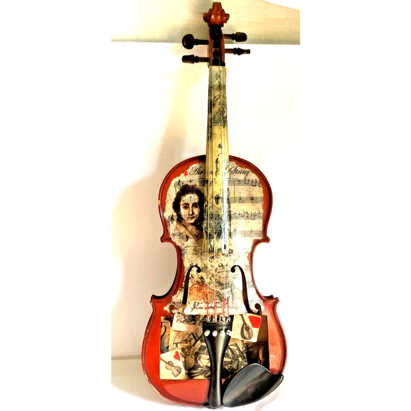Artist Bill Kinsey "Air On A String" Violin Mixed Media Art Collage Virginia - Picture 1 of 9
